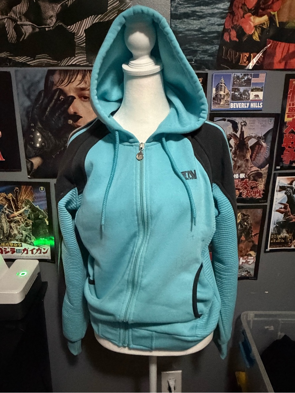 Women's Aqua Hooded Zip Bomber Jacket